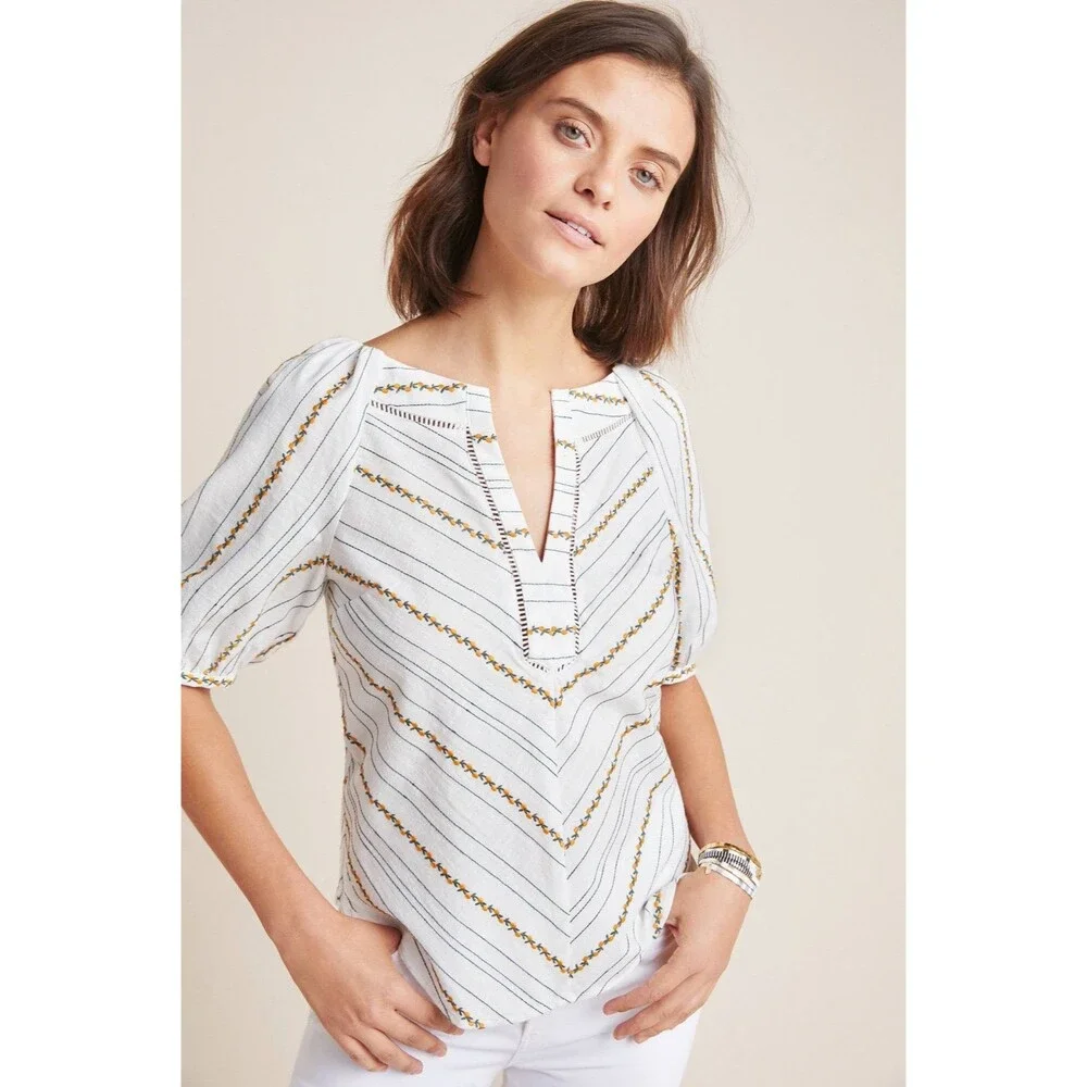 Anthropologie Maeve puff sleeve top